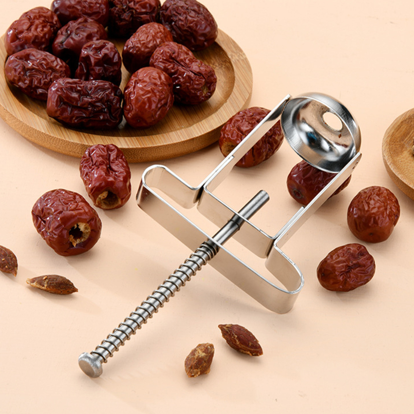 Dụng Cụ Lấy Lõi Táo Tàu Chà Là Màu Đỏ Bằng Thép Không Gỉ Dụng Cụ Đẩy Ra Nhà Bếp Gia Dụng Sáng Tạo Dao Nạo Hạt Quả Anh Đào Bằng Tay
