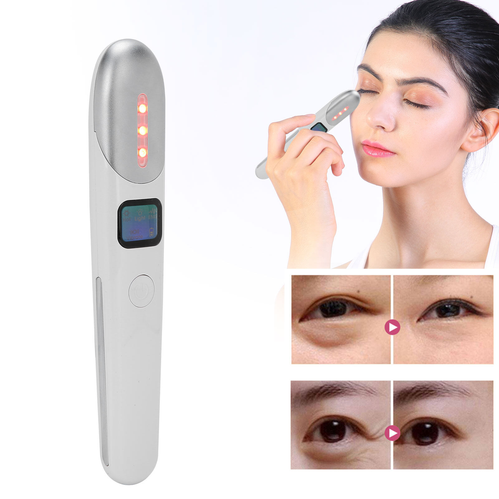 ปากกานวดตาไฟฟ้าร้อนบีบอัด Ems Eye Massager Circles Dark Removal เครื่องมือดูแลดวงตา Wuyiyi 5065