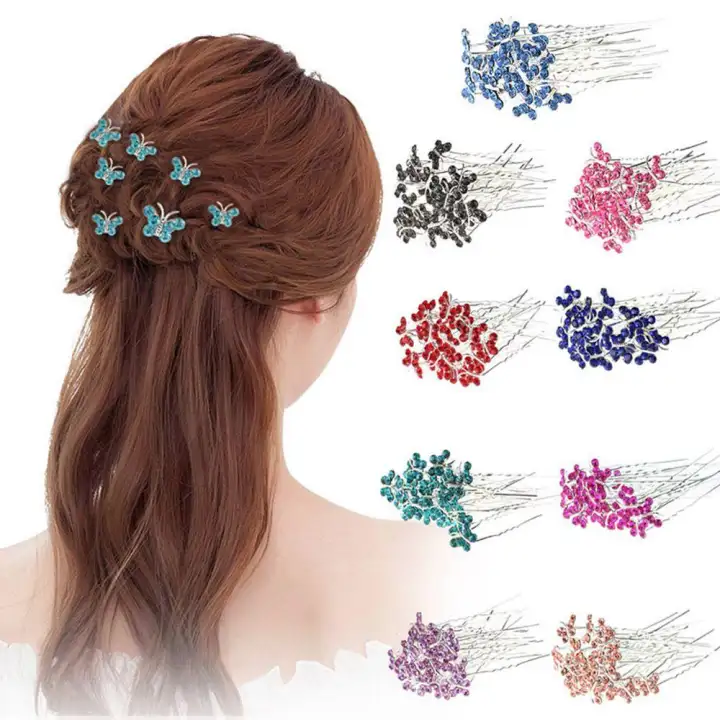 20pcs Crystal Rhinestone Butterfly Hair Pin Clips Women Wedding
