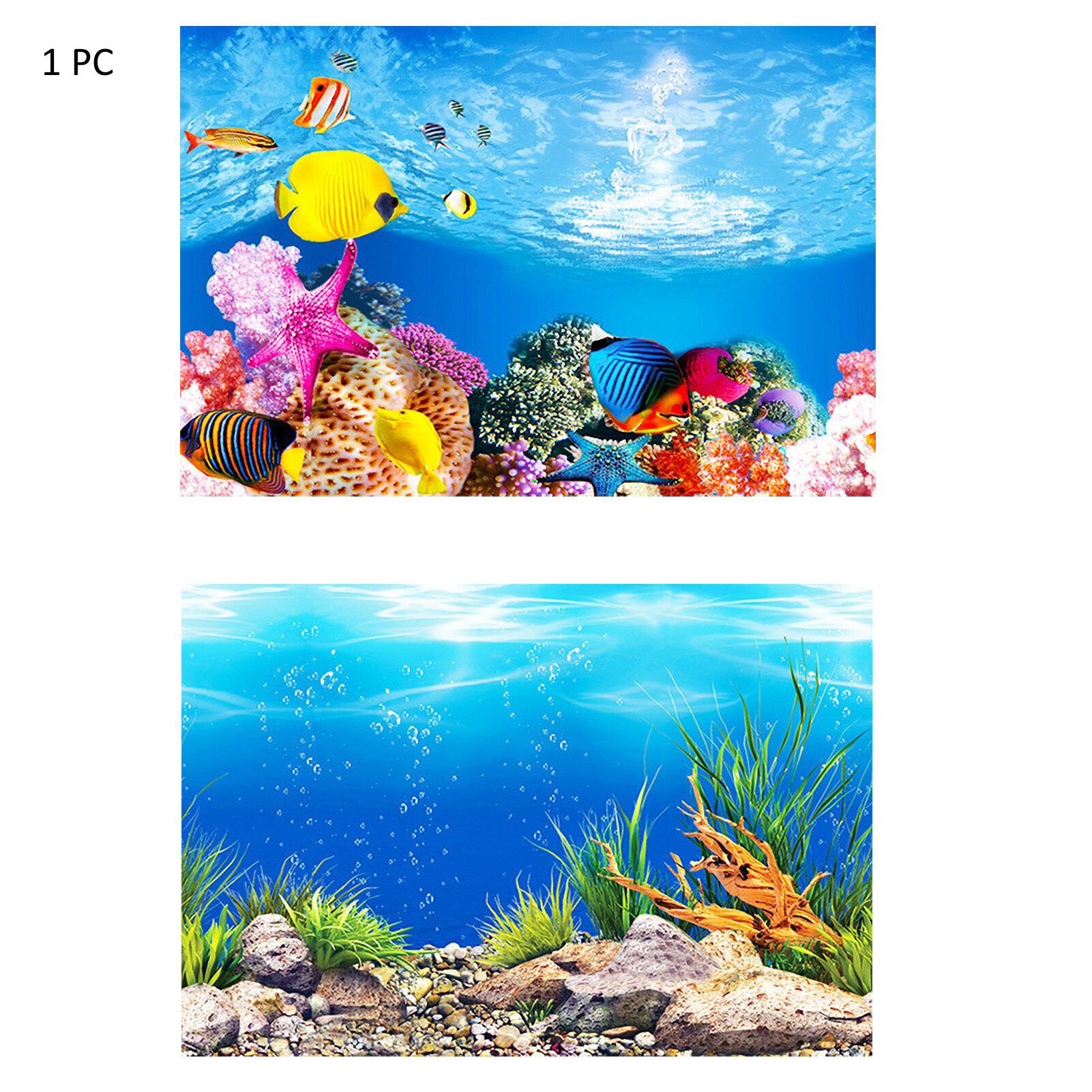 huanhuang® Aquarium Background Poster Ocean Self-adhesive Fish Tank Backdrop Sticker Decor