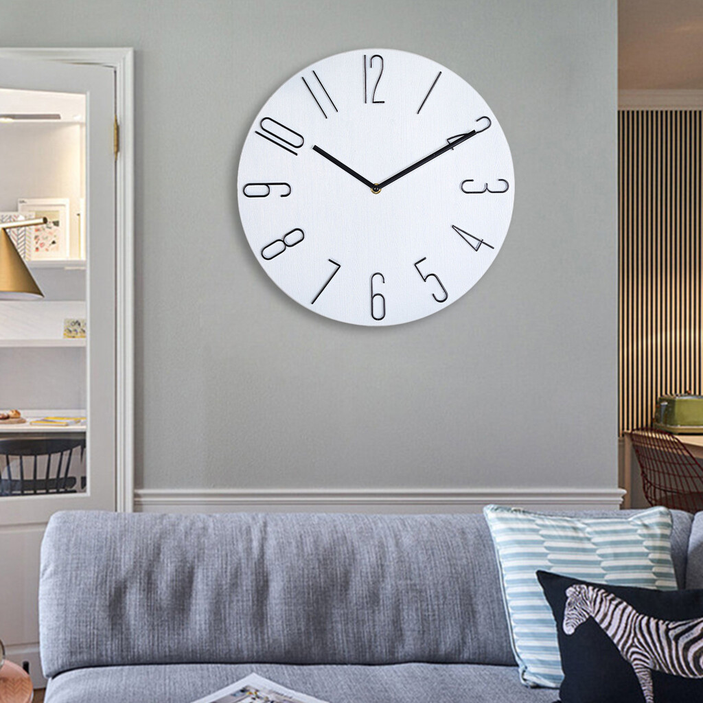 Blesiya 12'' Wall Clock Quartz Round Wall Clock Silent Wall Clock Battery Operated