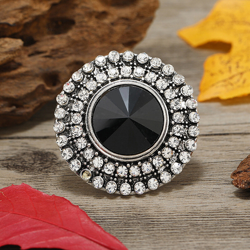 Unique Boho Crystal Stone Ring Big Round Rings For Women Vintage Female Wedding Party Jewelry Birthday Gift