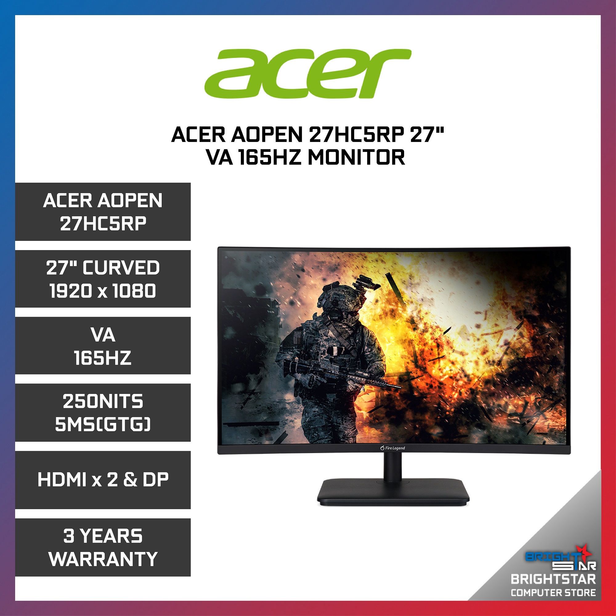 Gaming Monitor ACER AOPEN 27HC5RP ( 27\