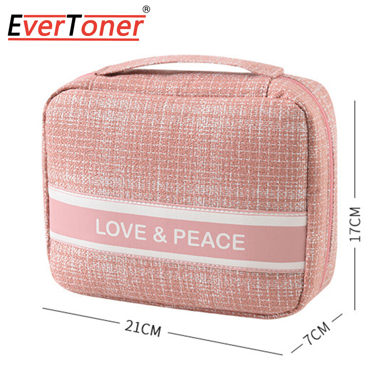 EverToner New Style Portable Durable Makeup Organizer Portable Dust-proof Zipper Opening Jewelry Digital Cosmetic Bag for Bathroom