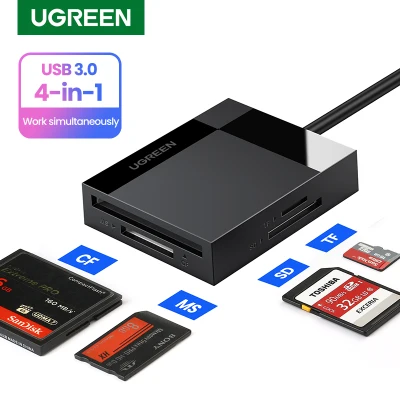 UGREEN All in 1 USB 3.0 Card Reader Super Speed TF CF MS Micro SD Card Reader Multi Smart Memory for Computer USB Card Reader-1m cable