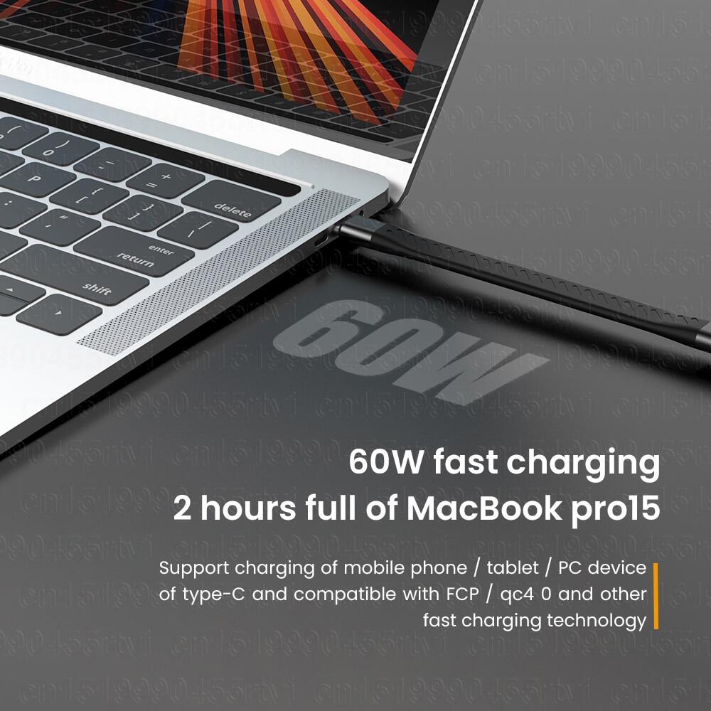 USB Type C To USB C 3.1 Gen2 10Gbps Data Cable For MacBook Pro USB C PD 60W 3A QC3.0 Fast Charge Video SSD Short USB Cord Wire