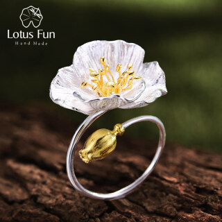 Lotus Fun Bất Động 925 Sterling Silver Handmade Thiết Kế Đồ Trang Sức Mỹ Blooming Flower Nhẫn Đối Với Phụ Nữ Quà Tặng thumbnail