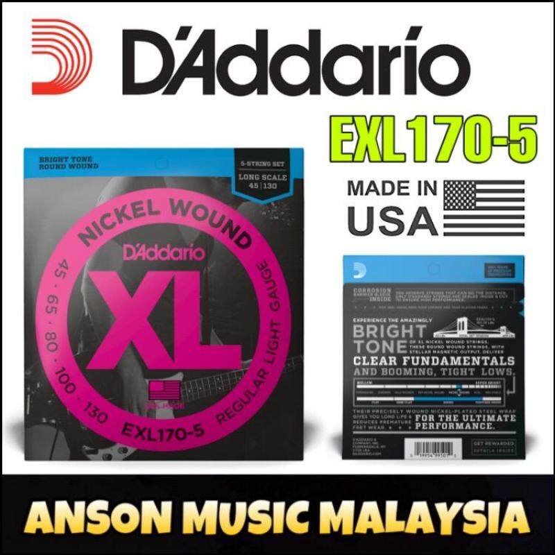 DAddario EXL170-5 Nickel Wound 5-String Bass, Light, 45-130, Long Scale (Daddario) Malaysia
