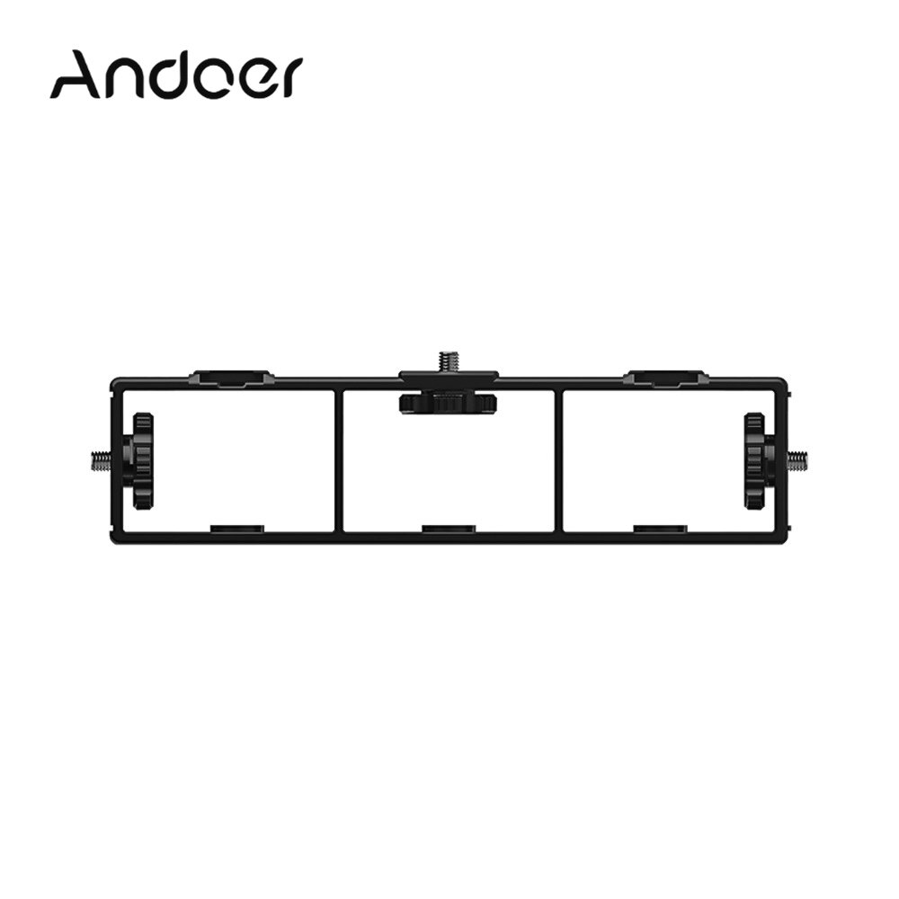 Multi-functional Extension Photography Bracket Cage Holder Rig with Dual Hot Shoe Mount 1/4  Screw Mount Flash Bracket for Video Light Microphone Monitor Phone Clamp Tripod Ballhead Video Shooting Max. Load Capacity 3kg /6.6Lbs