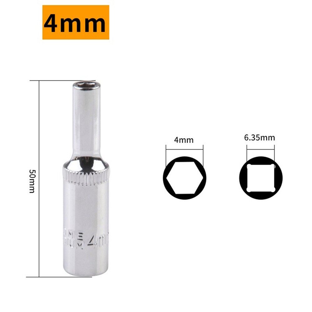 1/4 Inch 4-14Mm Cờ Lê Ổ Lục Giác Đầu Dụng Cụ Bánh Cóc Măng Sông Sâu Bộ Chuyển Đổi Ổ Cắm