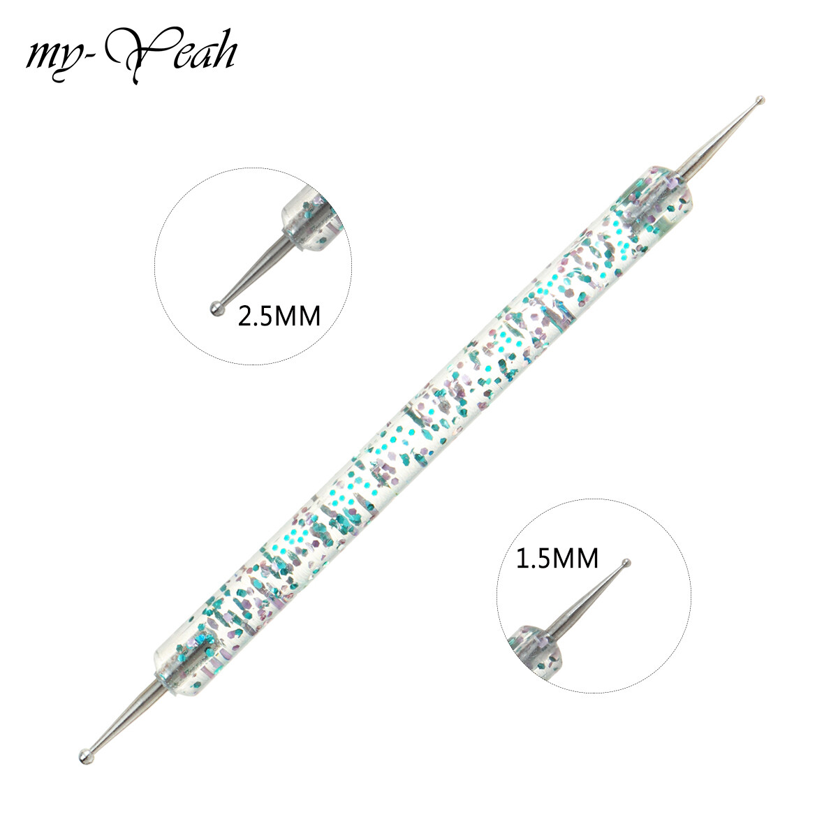 Myyeah 5 Cái/bộ Kép Cấp Nghệ Thuật Móng Tay Rhinetstone Hạt Bút Vẽ Chấm, Tay Cầm Kim Sa Dụng Cụ Làm Móng Nghệ Thuật Trang Trí Móng Tay