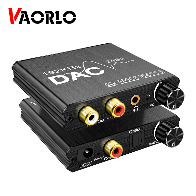 VAORLO DAC 192KHz 24Bit Digital to Analog Audio Converter Coaxial SPDIF Optical To 3.5MM L/R RCA Subwoofer Adapter For TV PS4 DVD TVBOX For Power amplifier system Speaker Headphones