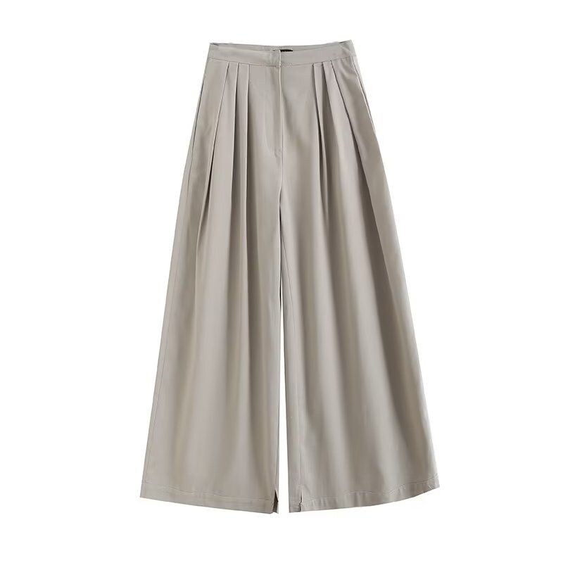 Spanish Massimo Dutti MD European and American clothing 2023 new summer style comfortable cotton and linen blended wide-tube long commuter straight pants imported 2024 Spain
