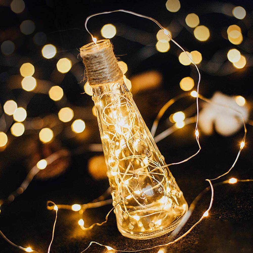 BUYINCOINS 1M/2M Garland Decorative Light Copper Wire CR2032 Battery Operated Christmas Wedding Party Decoration LED String Fairy Lights