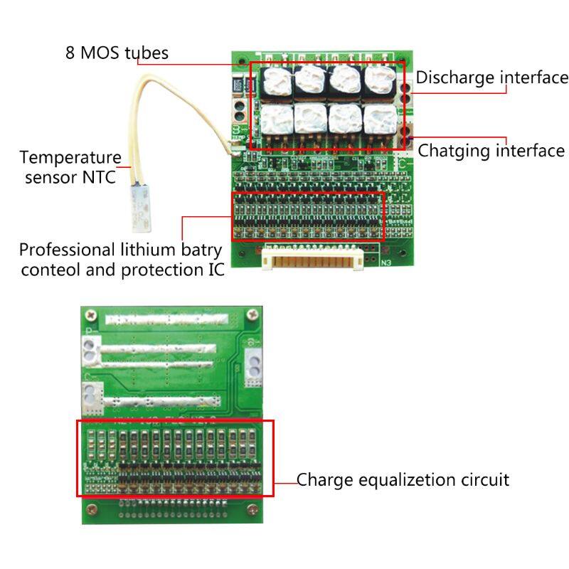 1pc BMS 13S 48V 50A 18650 Li-ion Lithium Battery Pack Protection Equalizer Board PCB