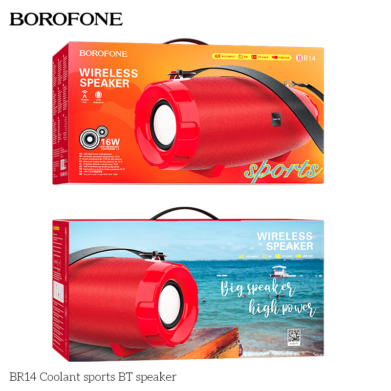 BOROFONE BR14 Sports Bluetooth Speaker Power 8W*2 Portable Outdoor Support Bluetooth Playback/ TF card/ USB/ AUX/ FM Playback Modes Wireless Bluetooth Speaker Outdoor Audio Player Music