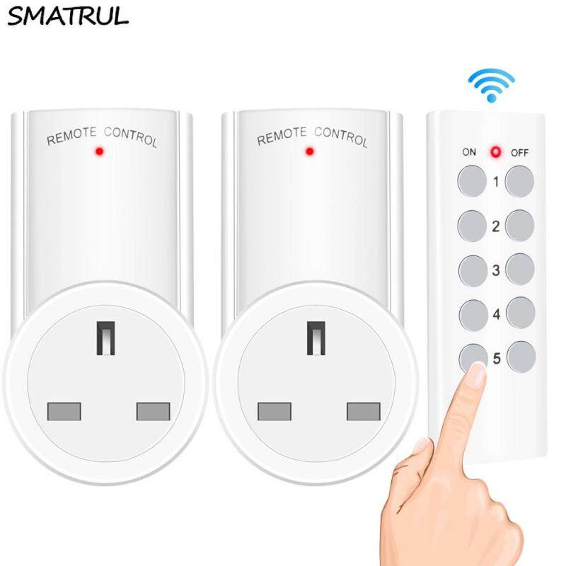 SMATRUL Wireless smart Remote Control Socket Timer Plug wall Programmable Electrical UK Plug Outlet Switch 220v 230v LED Lights 1 Controller 2 Socket