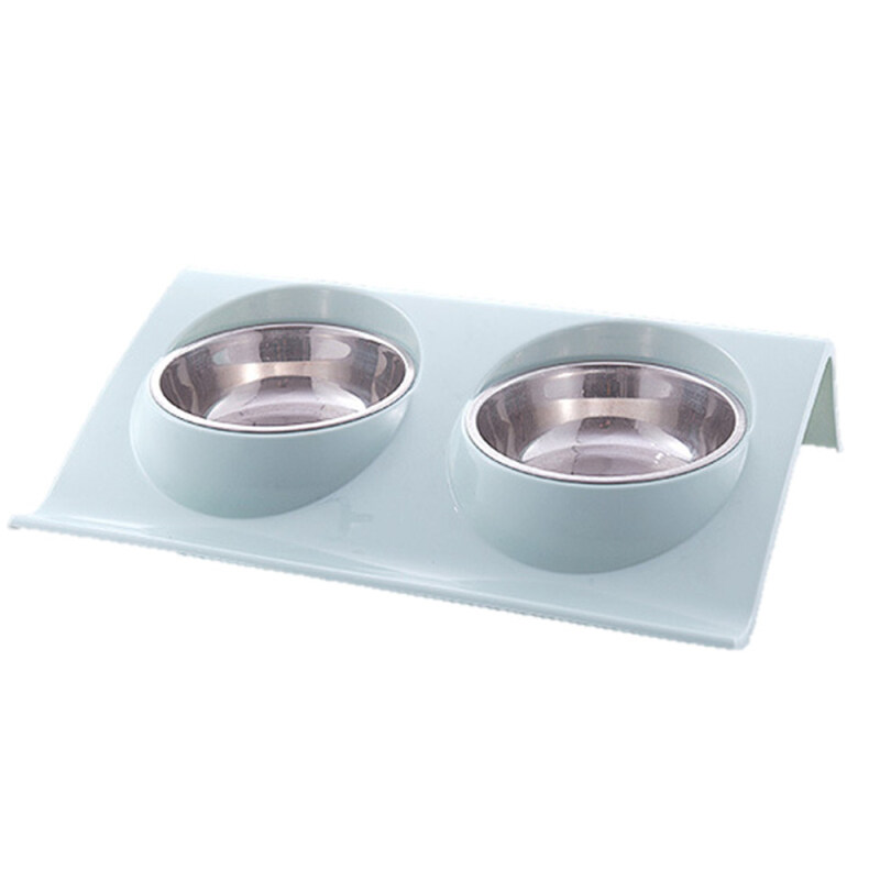 29X18.5X6.2Cm Thép Không Gỉ Đôi Pet Bát Thức Ăn Cho Chó Con Chó Con Mèo Cung Cấp Màu Xanh