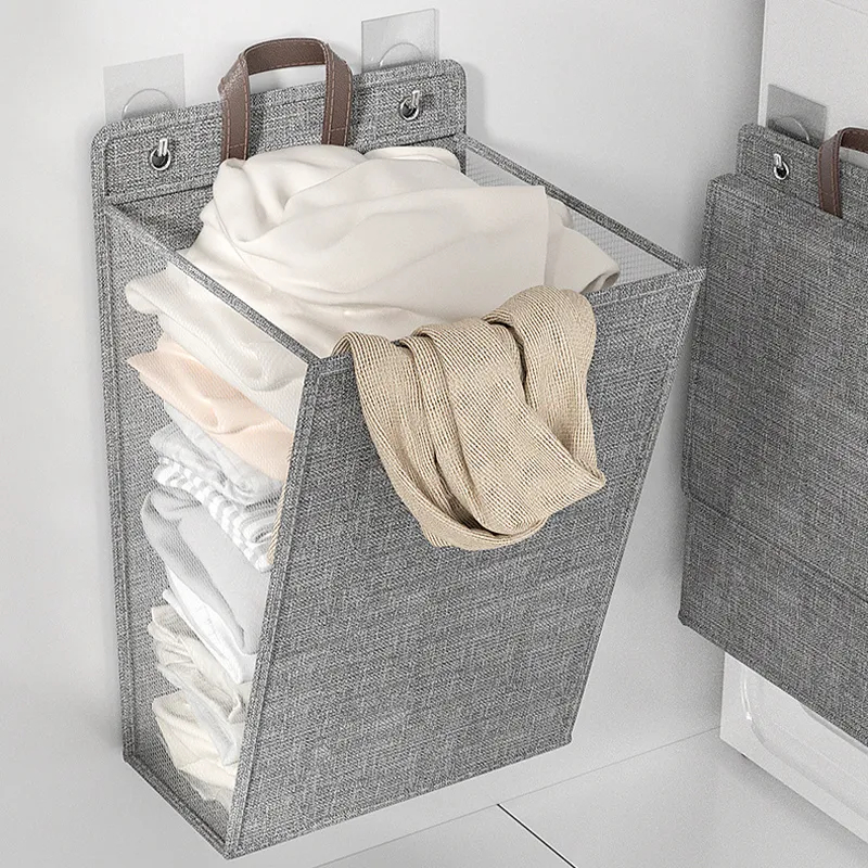 YESPERY Large Capacity Wall Hanging Laundry Basket with Lid Space-saving Waterproof Folding Dirty Clothes Basket Toys Storage Bag