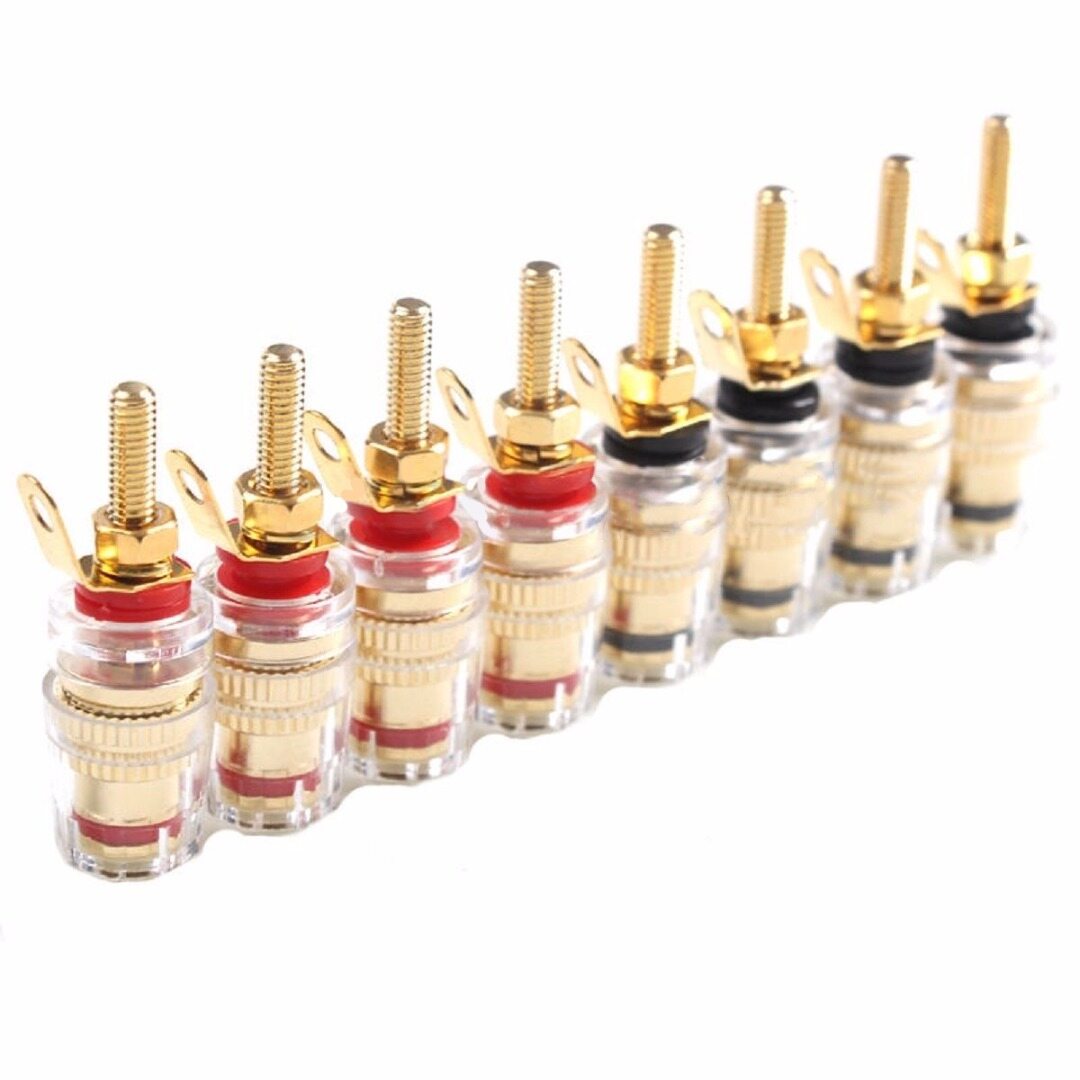 BOKALI 8pcs 42MM Gold Plated Speaker Terminal Binding Post Amplifier Connector Plug