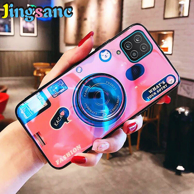 Jingsanc For Samsung Galaxy A12/M12/A22 4G/A22 5G/M22/M32 Phone Case Blue Light Camera Soft TPU Protective Back Cover