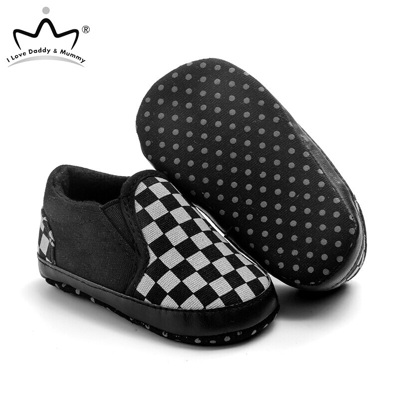 Newborn Baby Boy Girl Casual Shoes Fashion Soft Sole Canvas Shoes Trainers Unisex Baby Flat Sole Plaid Shoes