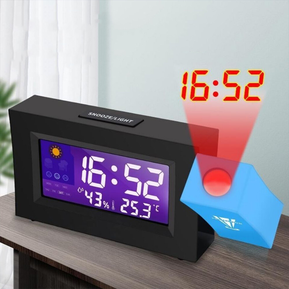 【In Stock】ZIR Projection Alarm Clock Digital Clock Projector on Ceiling with Temperature Display Dual Alarms Weather Forecast