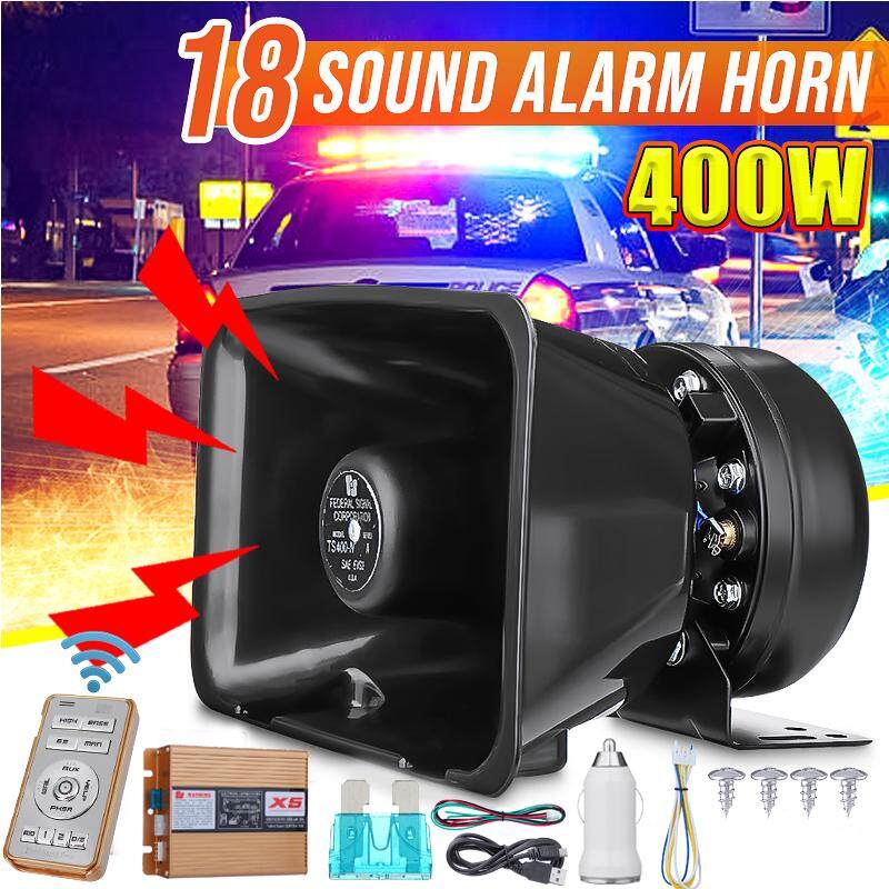400 W 18 Suara Alarm Mobil Fire Police Keras Remote Sirene Peringatan Speaker Klakson