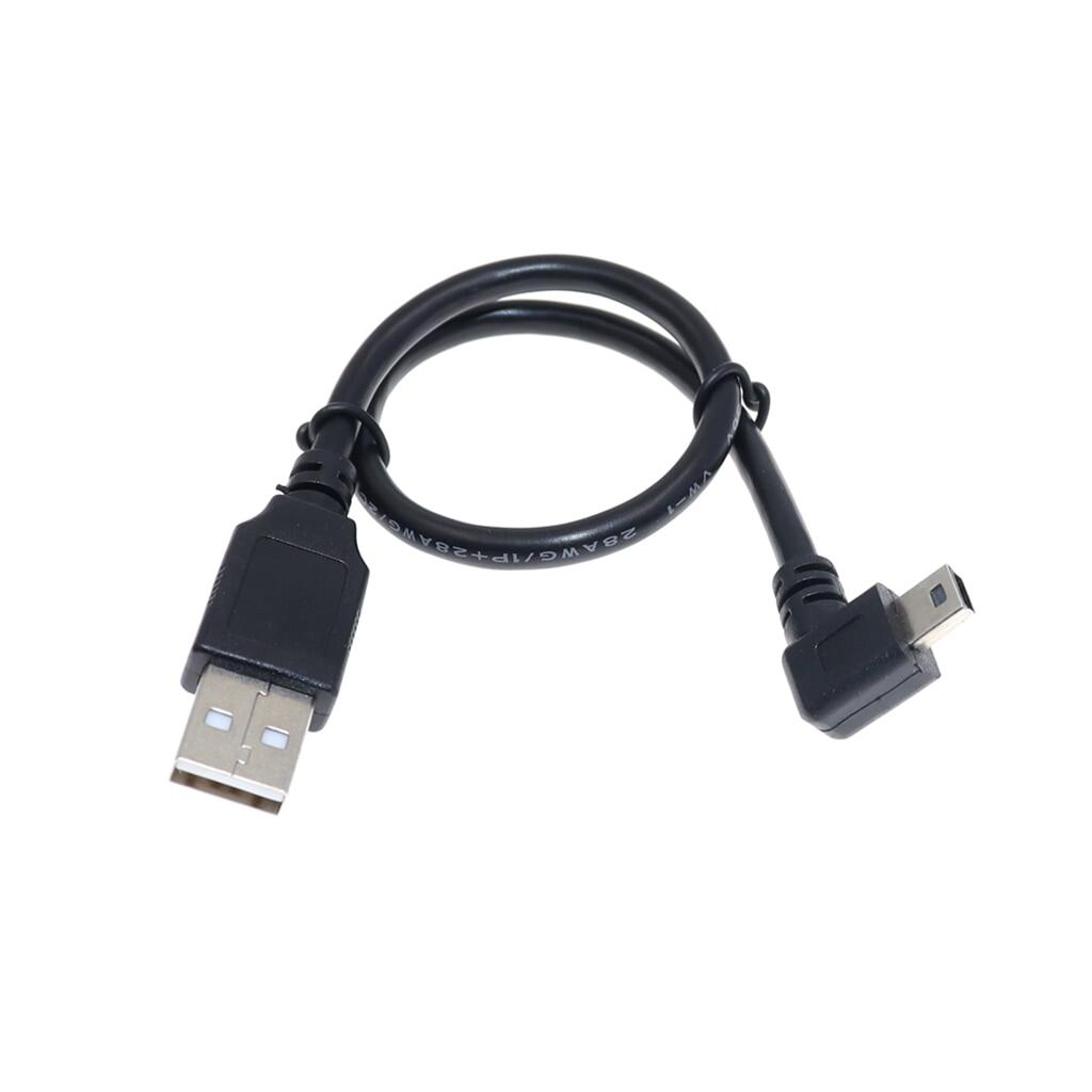 90 degree right & left angled mini usb 5 pin b type male to usb 2.0 a male adapter data charging cable usb extension cord