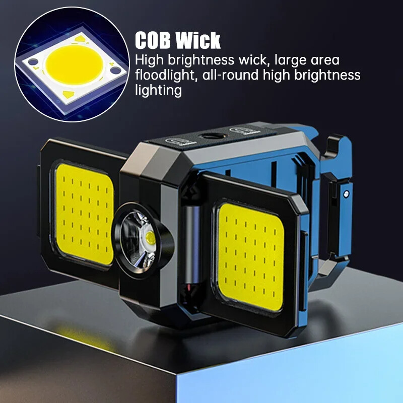 Flashlight Cob Work Light For Xpe Led Lanterns Lamp Multi Type-c Side Fishing Mini Pocket Waterproof Camping Lights Foldable Rechargeable Outdoor Folding Portable Keychain With Super Ipx4 Lanterna
