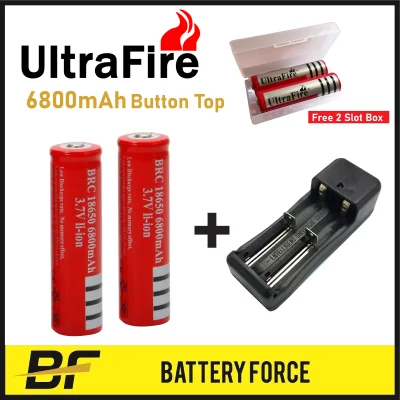 Combo 3.7V 18650 UltraFire 6800mAH Button Top Rechargeable Lithium Ion Battery BRC With 2 Slot Charger