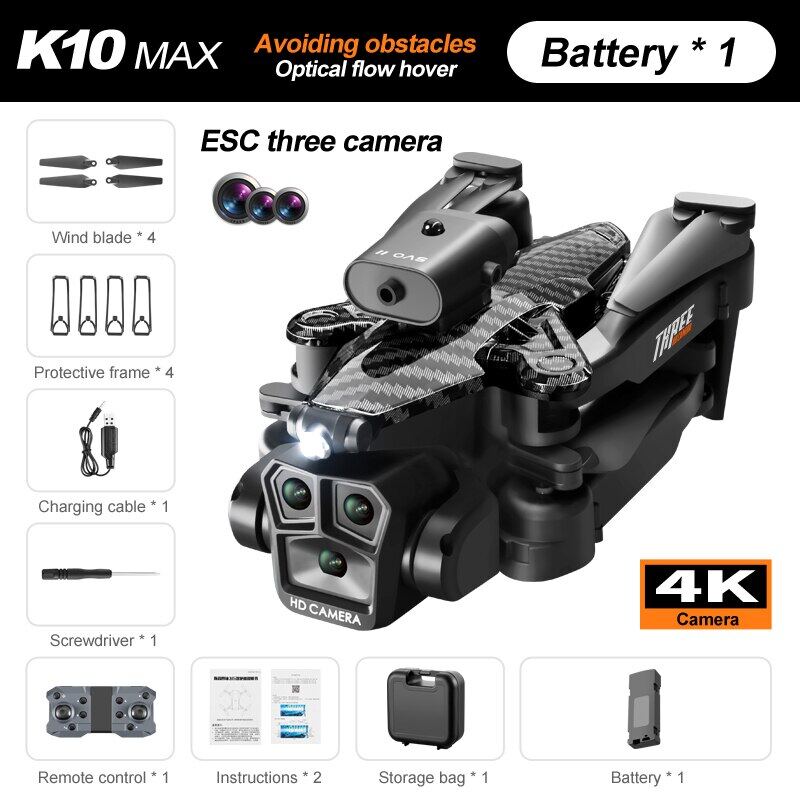 Original K10 MAX Drone 4K/8K Three Camera HD Aerial Photography Optical