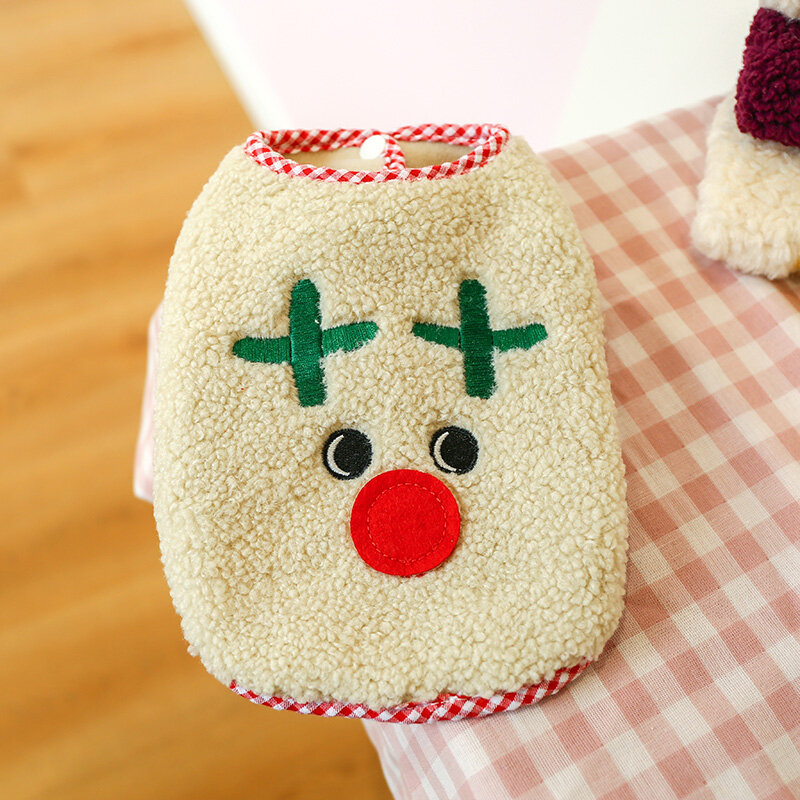 DY Loving Dog Coat Christmas Woolen Dog Vest Elk Snowman Rabbit and Cartoon Chicken Pattern Cardigan for Small Pets
