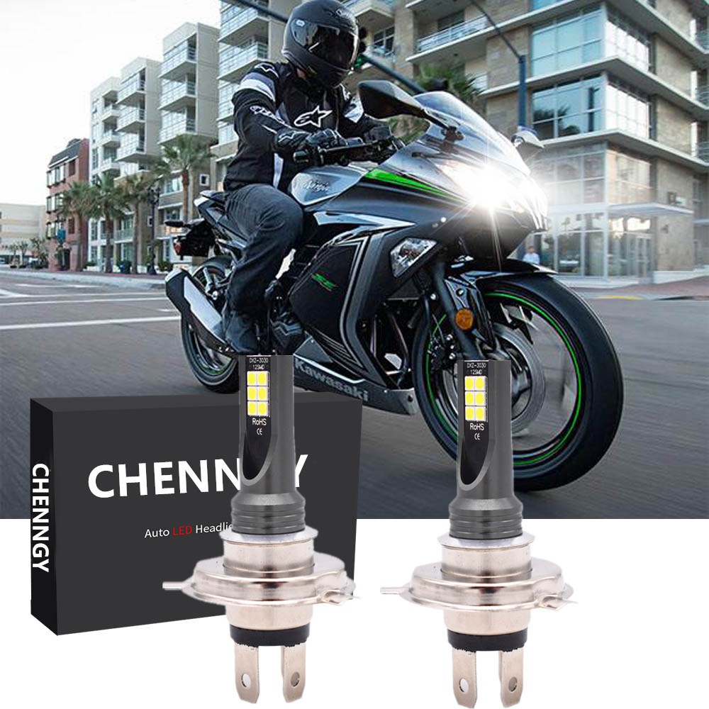 2x white 6000k h4 led headlight bulbs kit for kawasaki ninja 250 r ninja 300 2012-2018