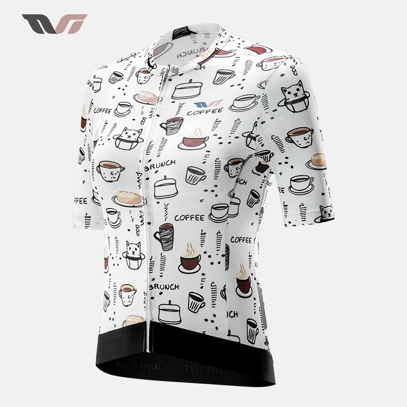 ROCKBROS TVI Women’s Cycling Jersey Breathable Short Sleeve Shirt Cartoon Print Cycling Top 3 Pockets And Smooth YKK Zipper Cycling Wear Sport Clothing