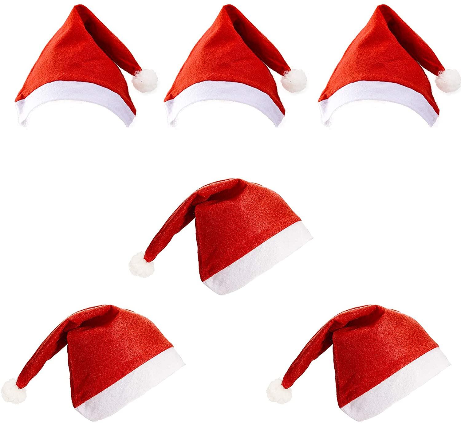 6 Pack Christmas Santa Claus Hats, Costume Christmas Santa Claus Cap, Santa Hat, for Xmas Holiday Costume Party Favors