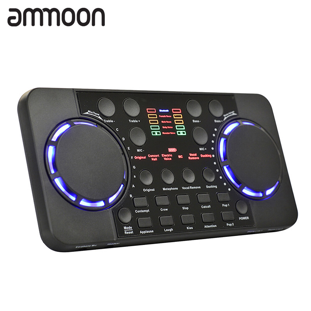 V300 Live Sound Card Multifunctional Rechargeable BT Sound Card for Singing/Live Broadcasting/ Recording Voice and Music Compatible with Computer and Smart Phone