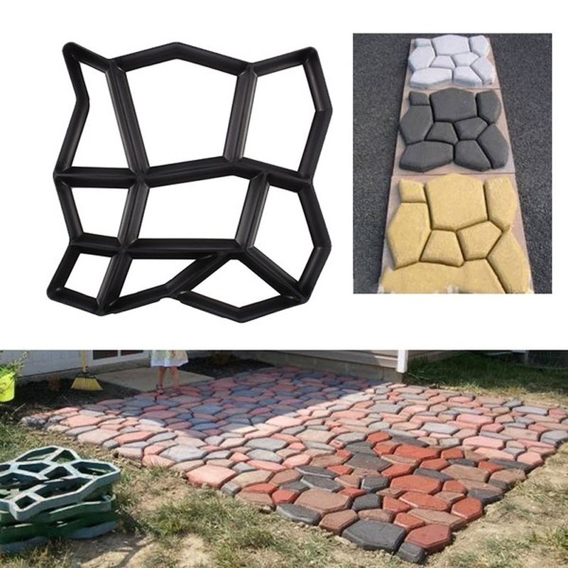 Garden Mold Walk Pavement Reusable DIY Manually Paving Cement Brick Stone Road Concrete Molds Manually Paving Garden Decoration