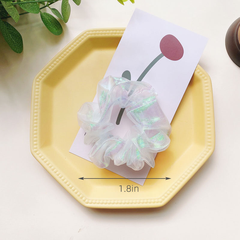 FAITOLAGI Mermaid Scrunchies Hair Ring Reflective Color Laser Hair Ties Rope summer Women Ponytail Hair Accessories