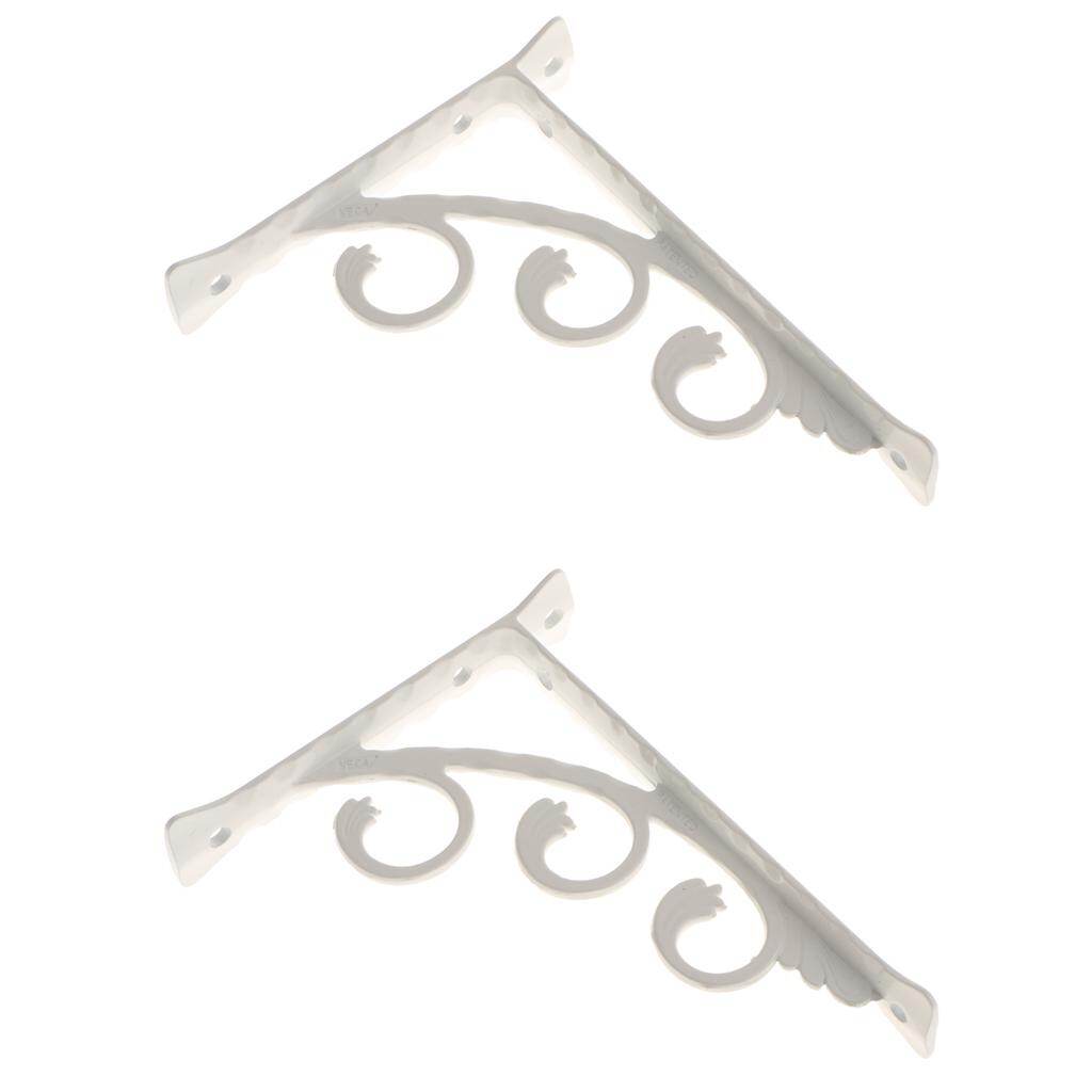 Baosity 2Pcs Wall Mounted Shelf Shelves Bracket, Corner Brace, Metal Hanging Support Brackets White