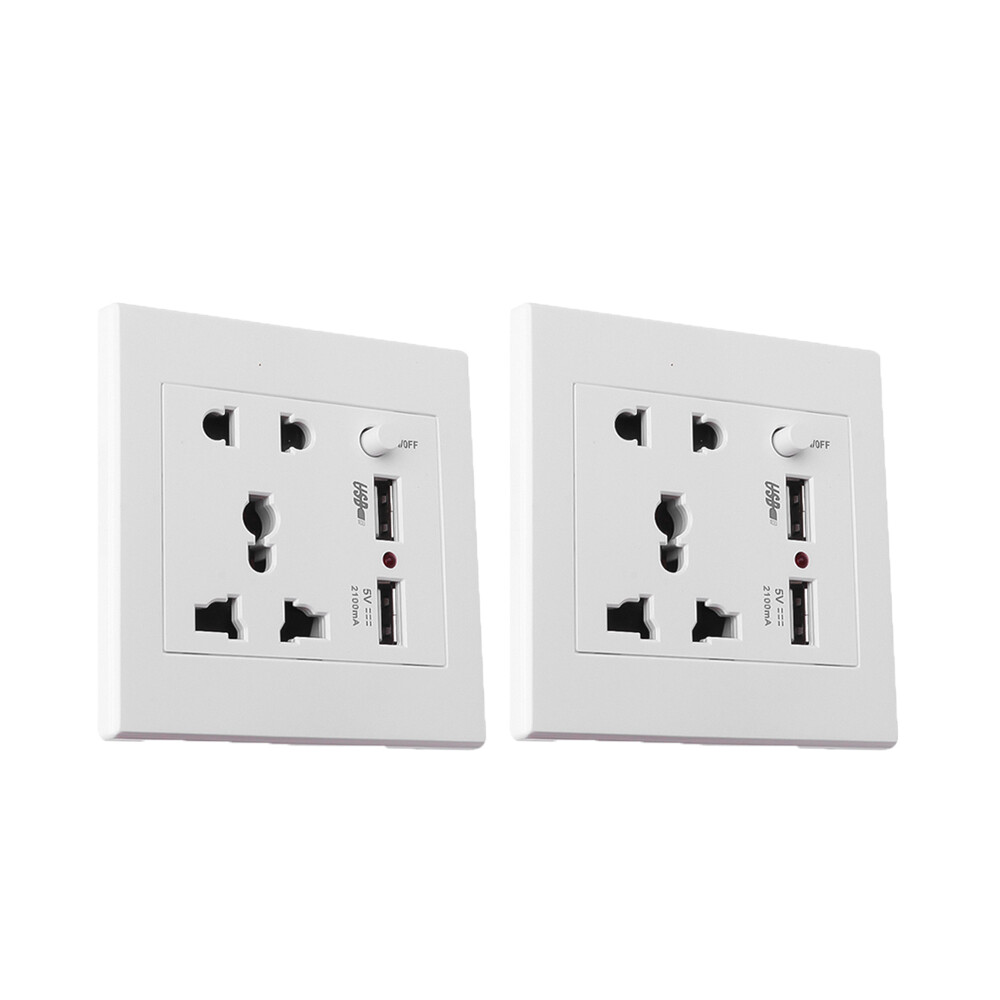 Kebidumei Dual USB Port Wall Charger Adapter 110V 220V 10A Electrical Dock Station Socket Power Outlet Panel