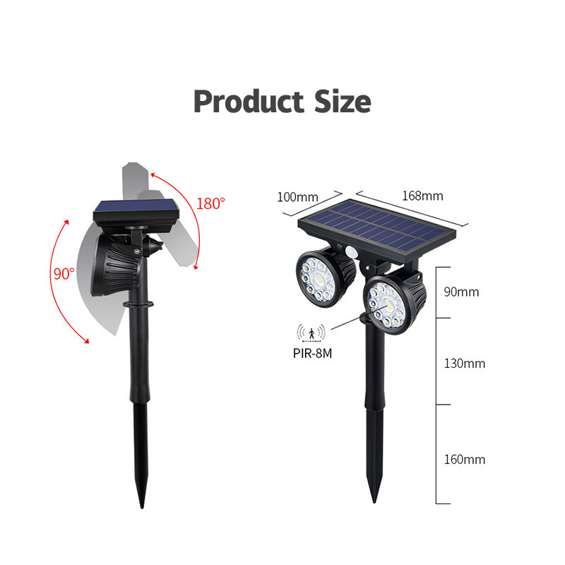 B&B Led Solar Light Double Head Spotlight Outdoor Projection Light Wall Light Lawn Light Aisle Light  Intelligent Human Body Induction