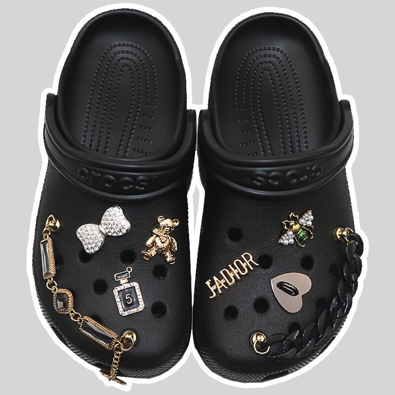 รองเท้าโลหะโซ่ผึ้งเสน่ห์ Crocc Jibbitzชุดโซ่อัญมณีเสน่ห์ [ไม่รวม