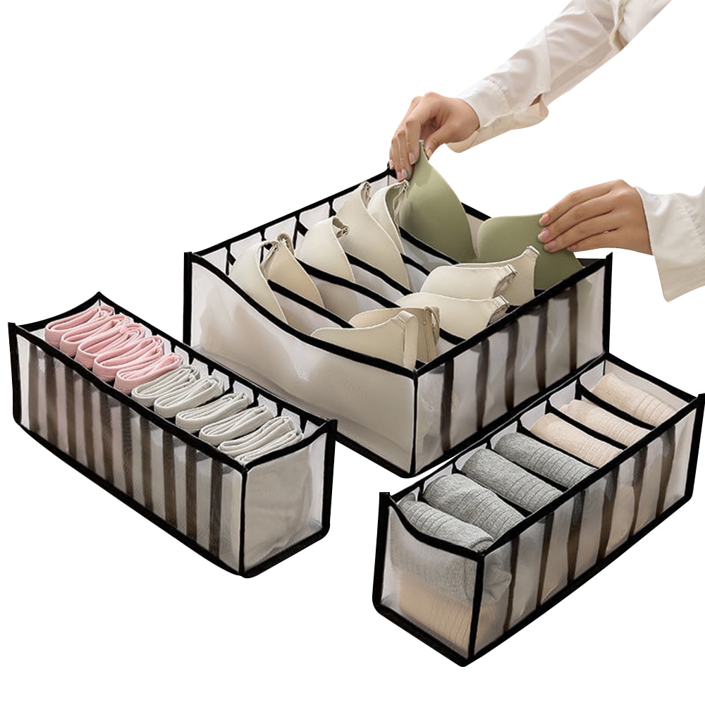 7/9 Grid Drawer Storage Box Large Size Foldable Compartment Save Space Jeans Underpants Bra Organizer Drawers