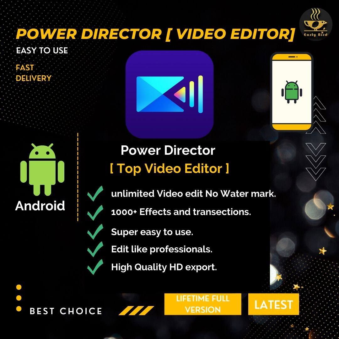 power director Premium [ video editor] easy to edit videos like  professional on Android devices No water mark | Lazada