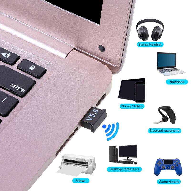 Bộ chuyển đổi USB 5.0 tương thích Bluetooth mini Bộ phát âm thanh không dây cho máy tính PC, máy tính xách tay Tai nghe