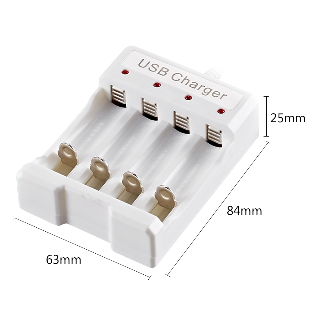 2pcs Bộ Sạc Pin USB Thông Minh 4 Khe, Trạm Pin Niken Hydro AA AAA
