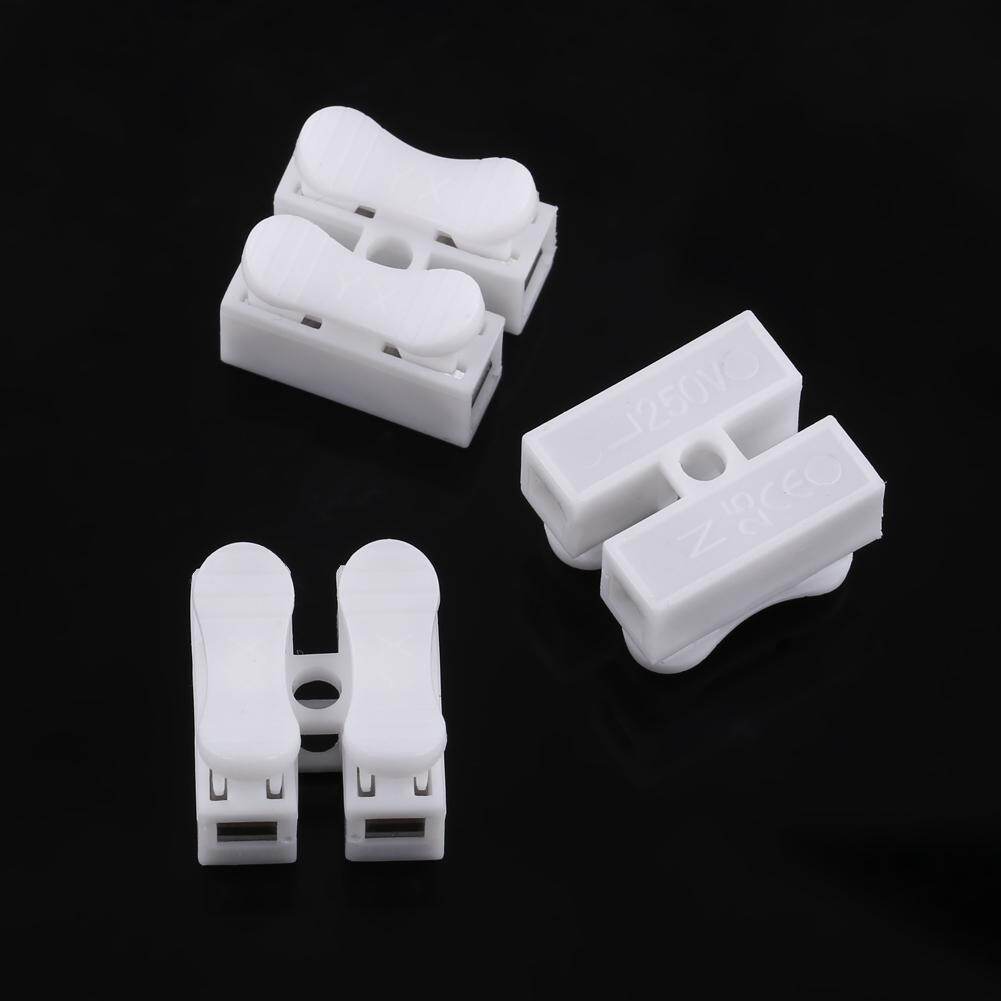 100pcs 10A Quick Terminal 220V 2 Pin Push Quick Spring Clamp Terminal Wire Cable Connector White Wiring Terminal