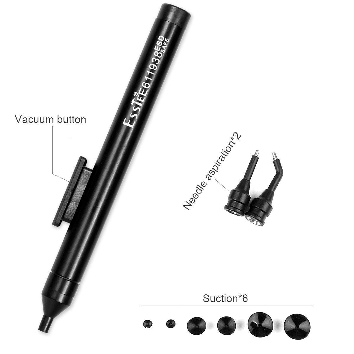 Sucking Pickup Tool Manual Vacuum Suction Pen with 2 Suckers Tips and 6 Suckers for IC//SMD for Picking up Small Electronic Components