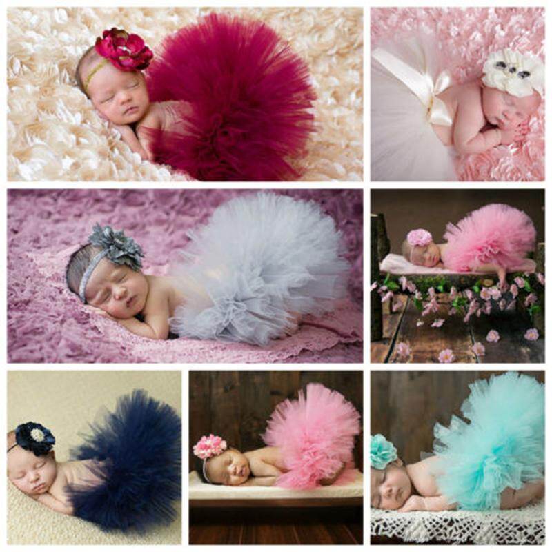 Newborn Baby Girl Crochet Knit Tutu Skirt Dress With Headband Clothes Set Costume Photography Photo Prop